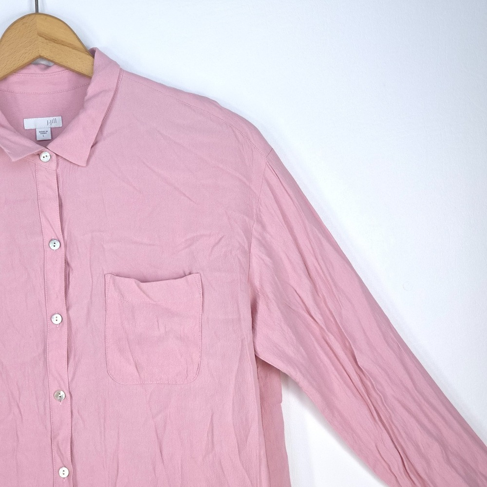 J Jill Button Up Shirt Womens Large‎ Pink Long Sleeve Casual Blouse Normcore - Picture 11 of 16